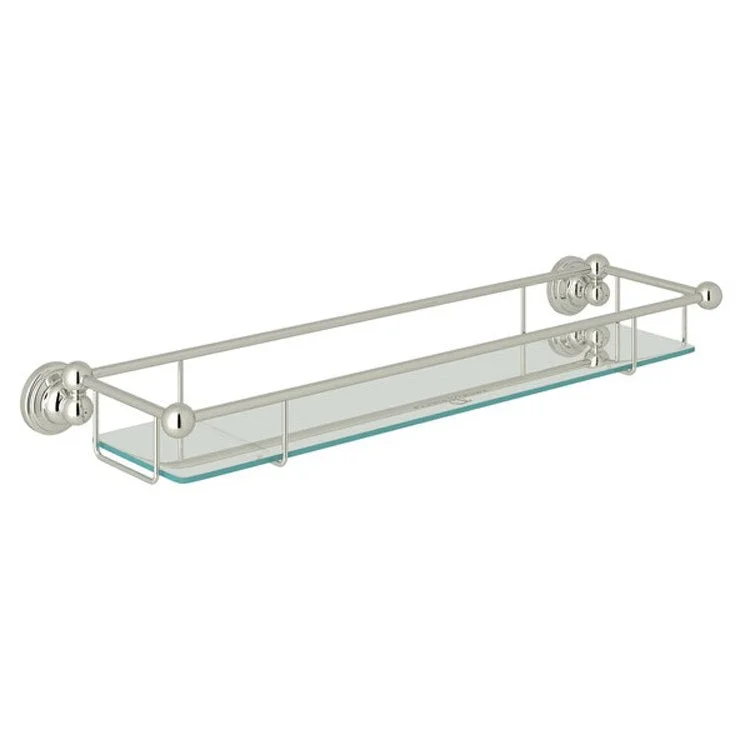 Wall Shelf Edwardian Polished Nickel 20 Inch Brass/Tempered Glass