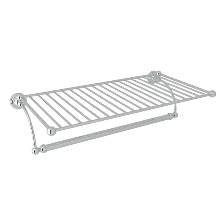 Towel Shelf Edwardian Wall Mount Hotel Style Polished Chrome 20 Inch Brass