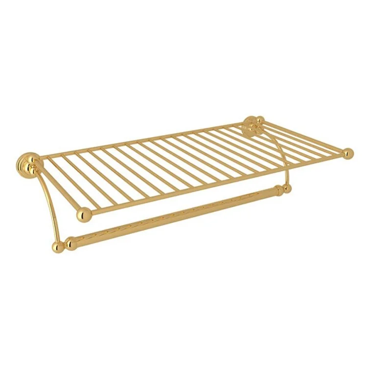 Towel Shelf Edwardian Wall Mount Hotel Style English Gold 20 Inch Brass