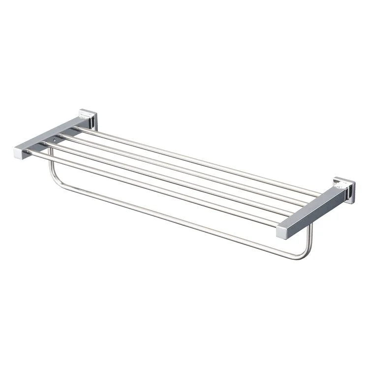 Shelf L Towel Square with Hanging Bar Polished Chrome 23-5/8 Inch Metal